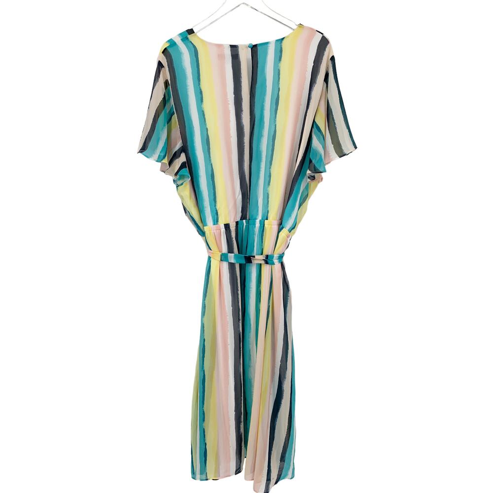 LANE BRYANT Dress Size 28 Watercolor Stripe Pastel Lined Knee Length - Picture 6 of 7